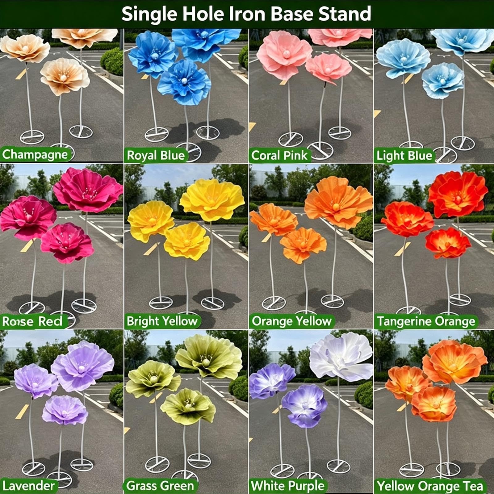 Große Künstliche Dekos Blumen aus Eva‑Schaum mit Stabiler Metallbasis | Realistische Stehende Kunstblumen for Hochzeitsdekorationen, Party, Garten‑ und Laden‑Schaufensterdekoration(Style 4)