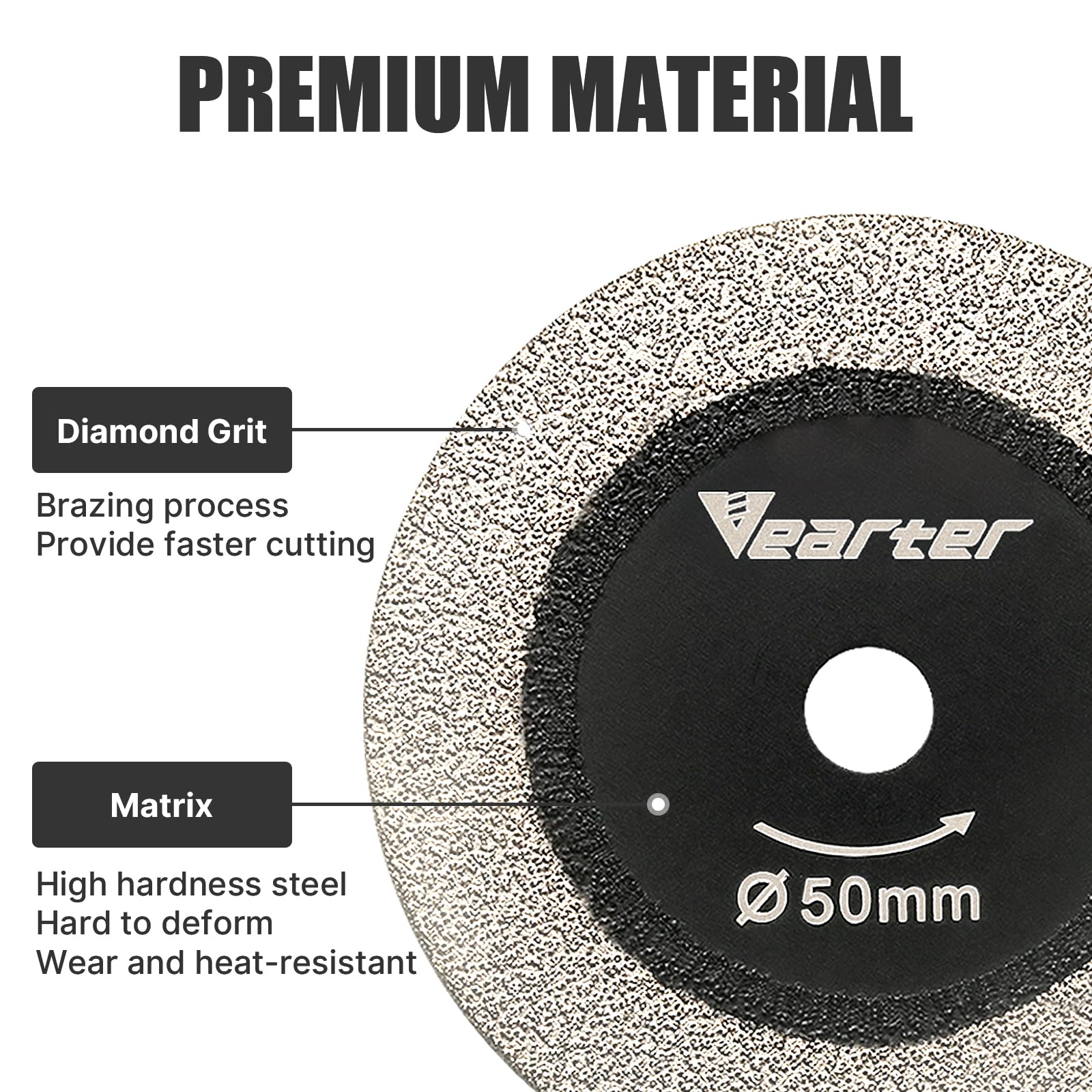 Vearter Glass Cutting Discs 5PCS, 50mm Double-Sided Diamond Cutting Discs for Die Grinder/Electric Hand Drill - Image 4