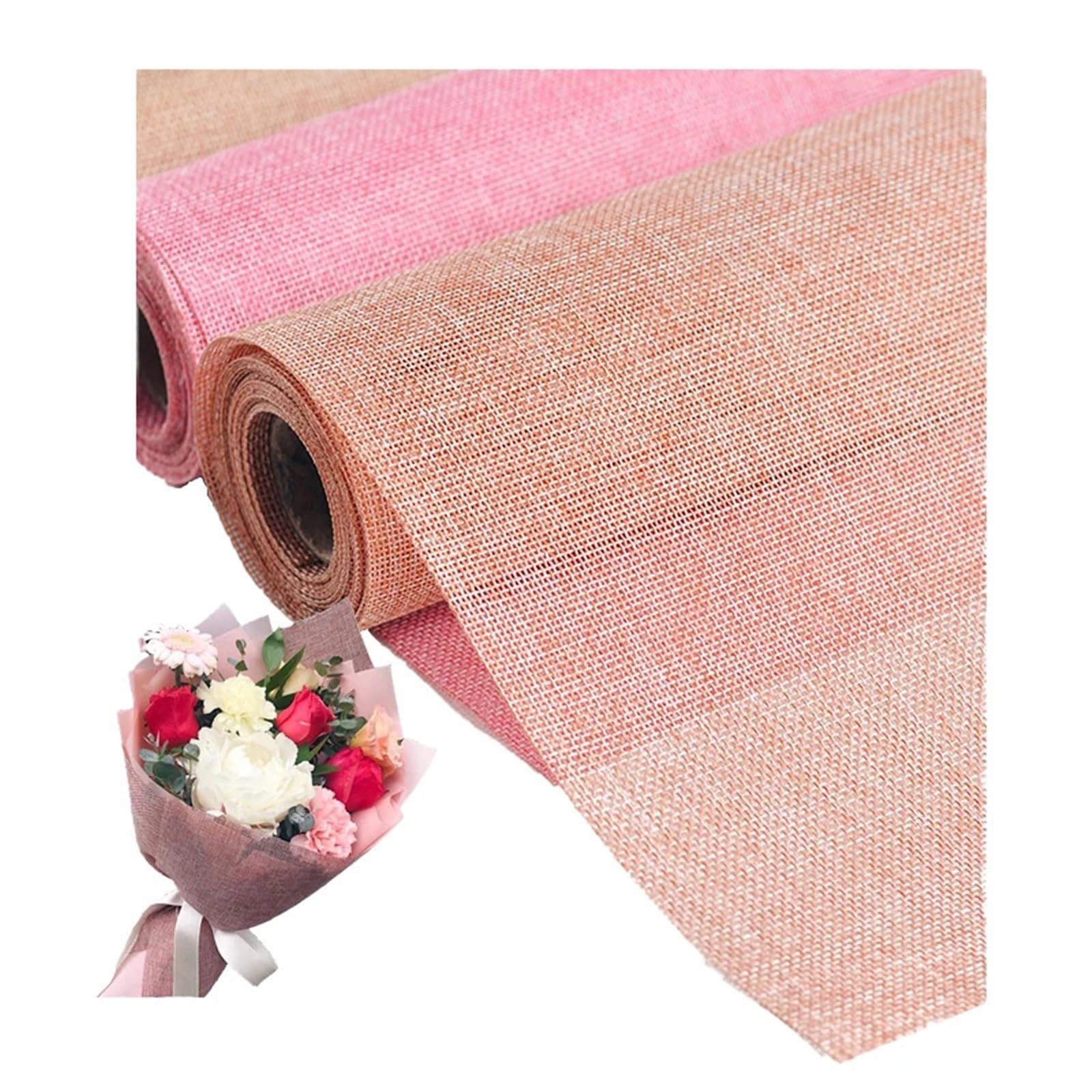 Farbiges Geschenkpapier, Leinen, Blumen-Geschenkpapier, leinenähnliches Aktenpapier, Blumenstrauß, Verpackungszubehör FüR Geburtstag(Light brown)