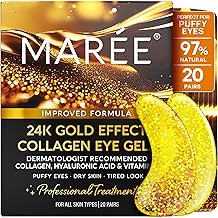 MAREE 24k Gold Glow Under Eye Gels for Dark Circles and Puffiness - Cooling Collagen & Hyaluronic Acid Skincare Gel Pads - Gold Eye Patches for Puffy Eyes and Dark Circles - Under Eye Masks