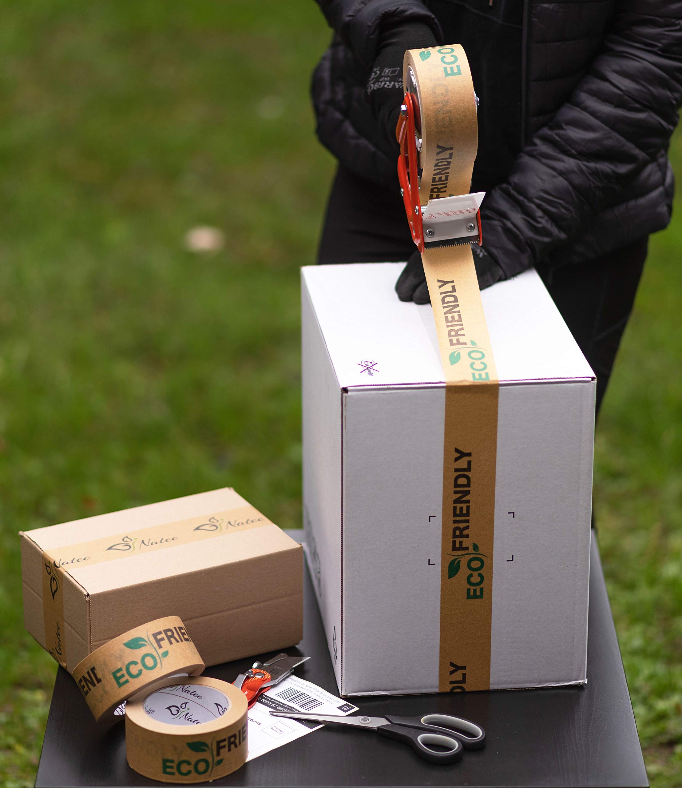 Nastro Adesivo Carta Kraft FRAGILE - 6 Rotoli 50mm X 50mt, Eco-Compatibile Per Spedizioni