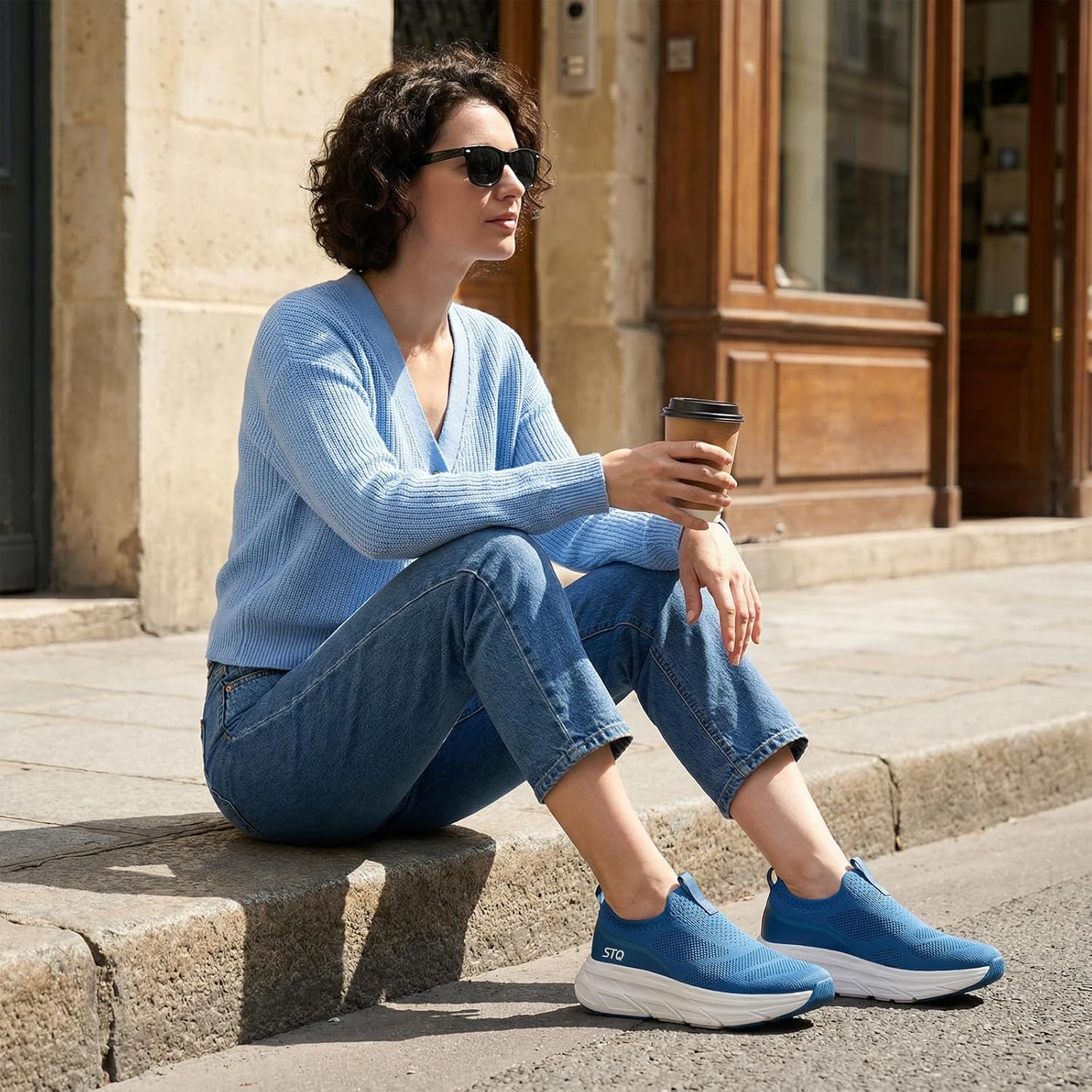 STQ Slip on Sneakers Women Walking Shoes with Arch Support Memory Foam - Image 3