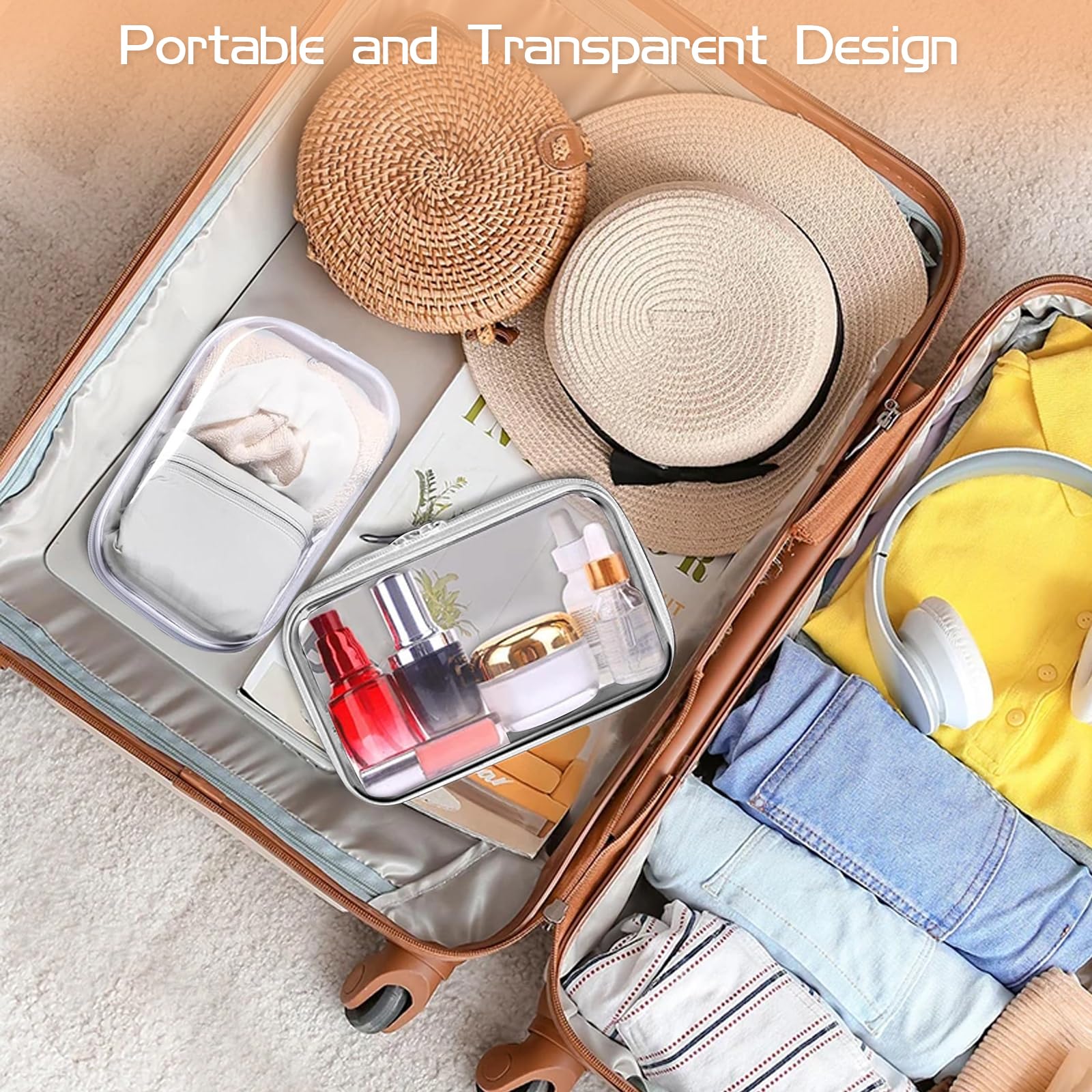 Lot de 6 trousses de toilette de voyage étanches à double fermeture éclair - 25 x 20 cm - 20 x 12 cm - Pour jouets, outils de maquillage, cosmétiques, crayons, jeux de société, blocs de construction
