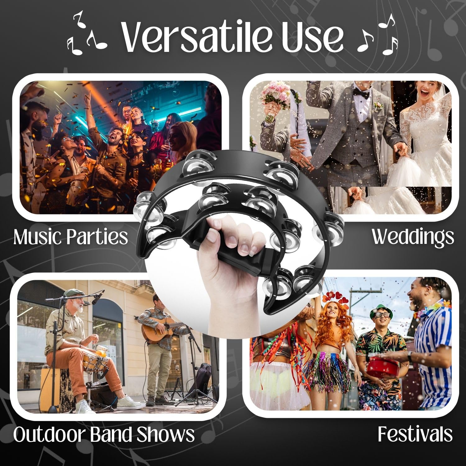 Snapklik.com : Flexzion Tambourine Metal Half Moon Musical Instruments ...