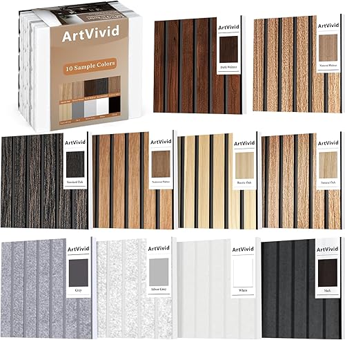 Paquete de muestra de color, utilizado para la selección de color y confirmación de material de los paneles acústicos, 8 × 8 × 0.4 ", 10 colores,