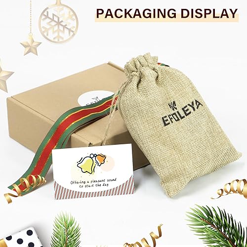 Miniatura 3 de Campana de hierro hecha a mano con acabado de latón, 4 campanas de vaca de latón en cuerda para pomo de puerta de Navidad, campanas rústicas vintage