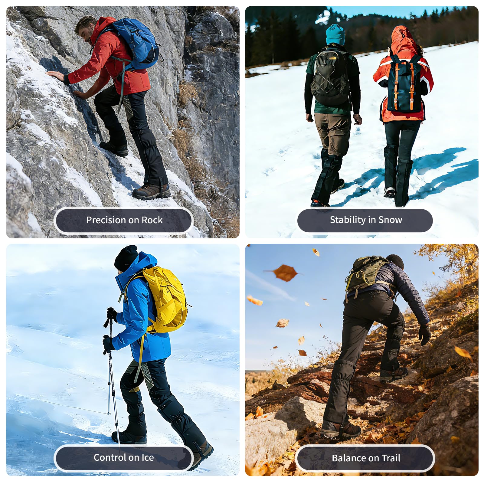wasserdichte Wander-Gamaschen aus 1000D Nylon mit Elastischem Abschluss, Atmungsaktive Beinschützer für Schnee