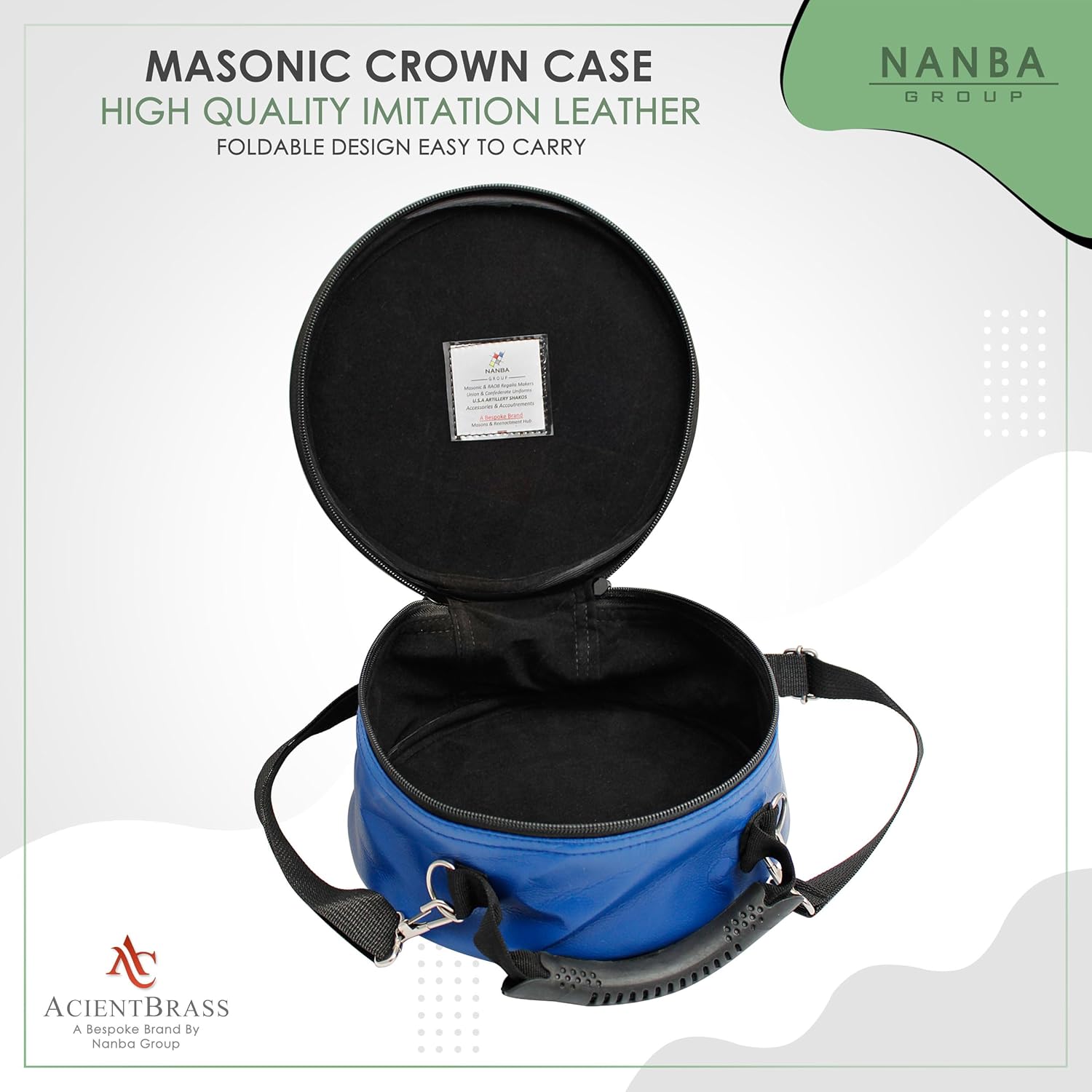 Premium Masonic Cap Case – Imitation Leather Hat Box with Adjustable Shoulder Strap & Foldable Design - Machine Embroidery (Knight Of The York Of Honor)