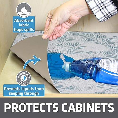 Miniatura 2 de Drymate Tapete XL de alta calidad para debajo del fregadero, tapetes impermeables de protección para gabinetes de cocina y baño, forros absorbentes