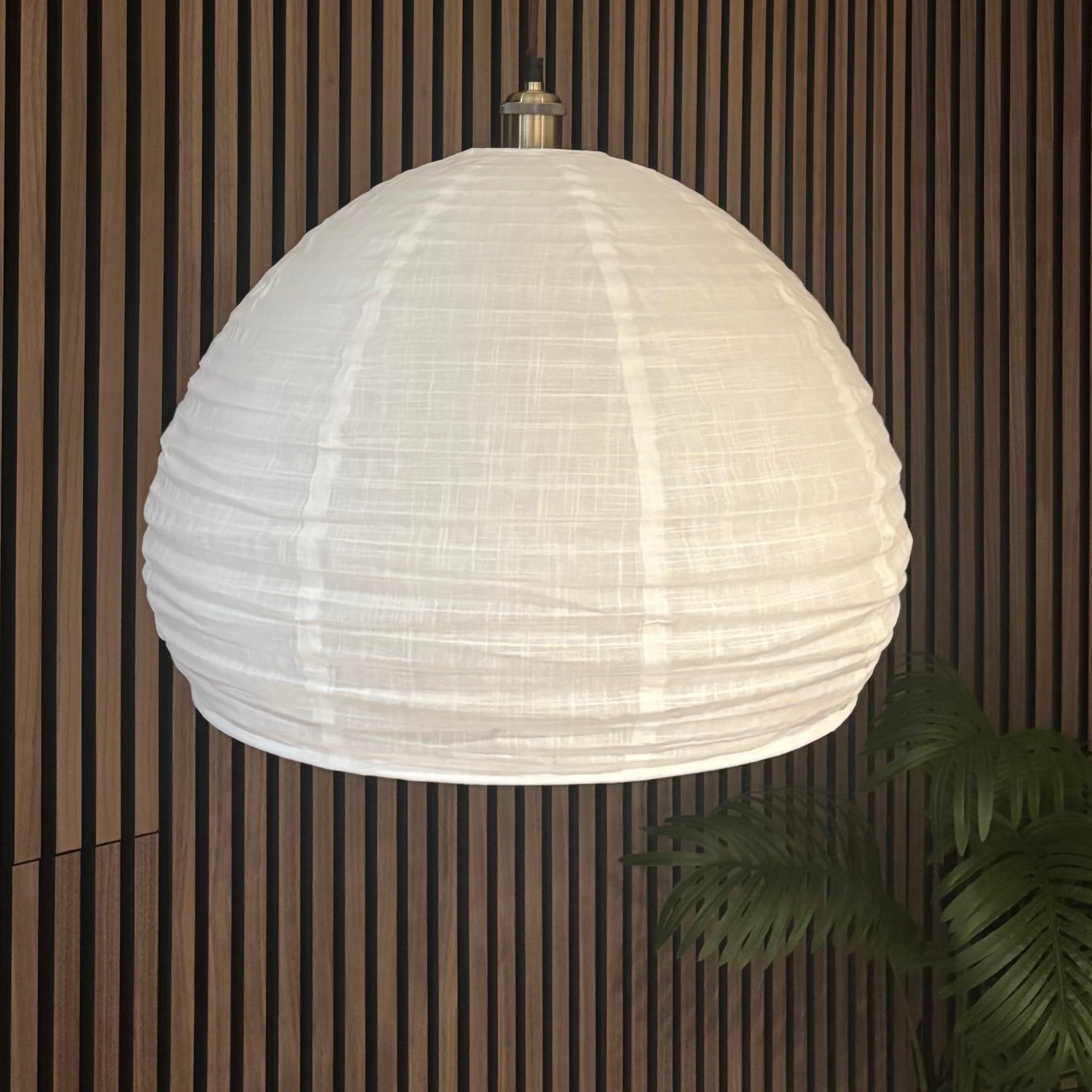 CGC Lighting Indoor Ceiling Lampshade Handmade Easy Fit Linen, Scandinavian Minimalist Style, Non Electrical (White Round)
