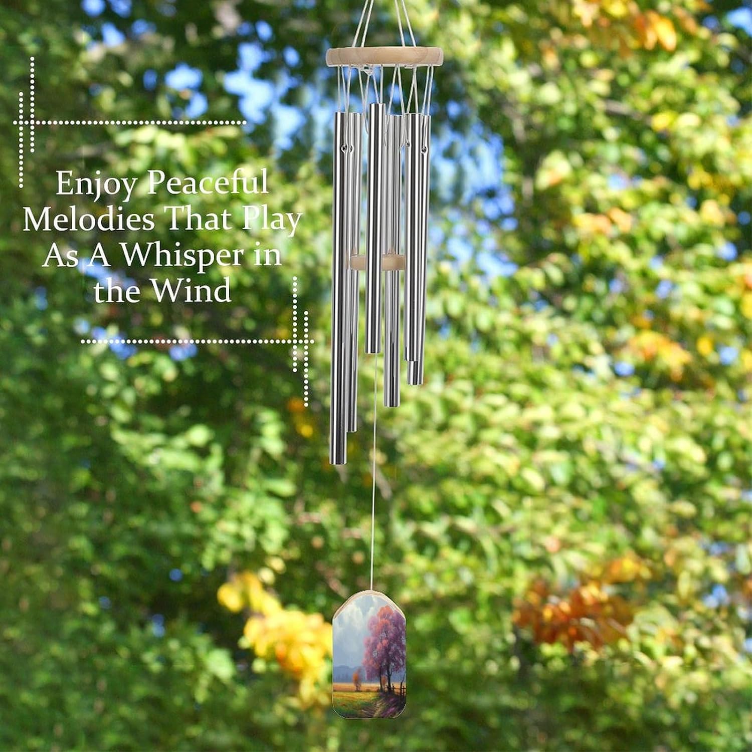 Outdoor Wind Chimes, Season Landscape Printed Wind Chimes,Simple Wind Chimes,Curtain Wind Chimes for Home Decoration