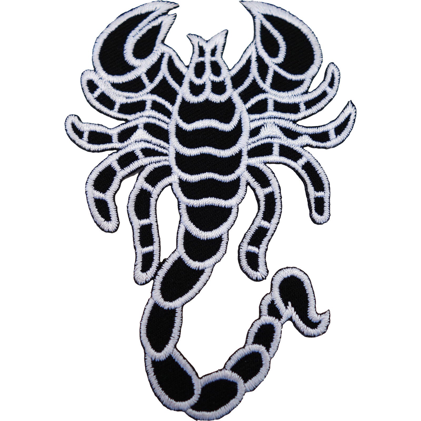 Scorpion Biker Patch Embroidered Iron/Sew On Jacket Jeans Black White Badge