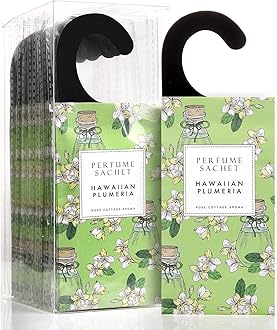 ROSE COTTAGE Large 12 Packs Hawaiian Plumeria Hanging Closet Air Freshener Scented Sachets Long Lasting Smell Goods