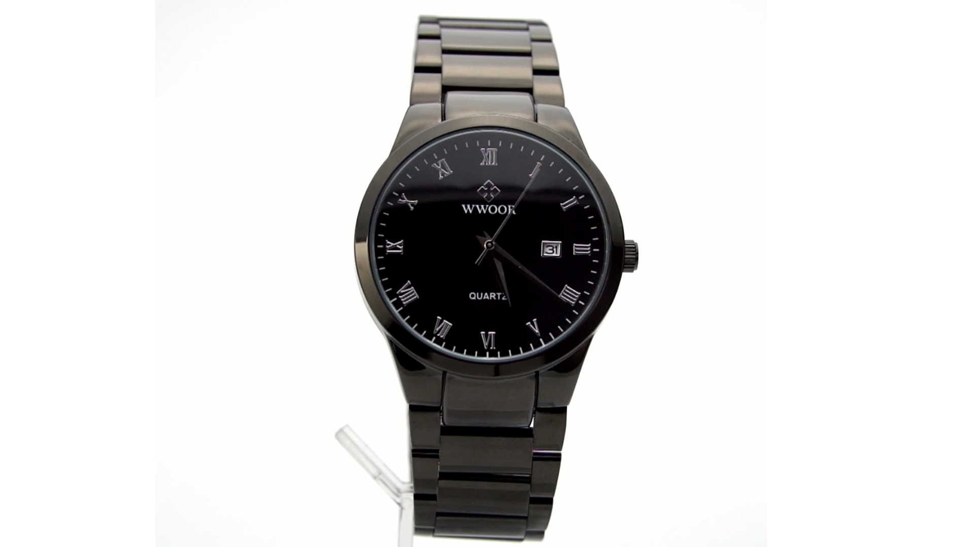 WWOOR Men's Quartz Stainless Steel and Metal Black and Gold