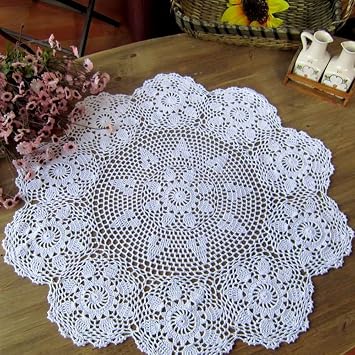 Laivigo New Handmade Crochet Lace Round Table Cloth Doilies Doily,31 Inch,White