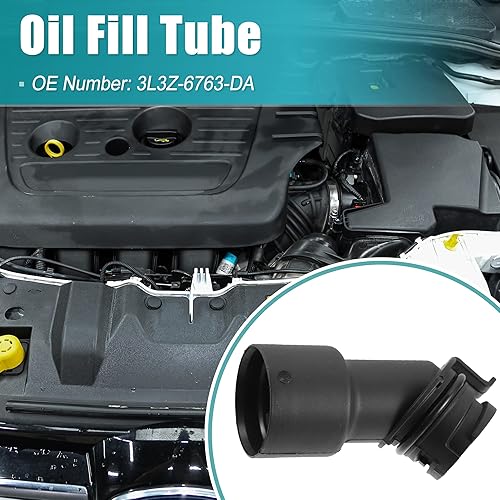 Miniatura 3 de X AUTOHAUX Tubo de llenado de aceite de motor para Ford F-150 F-250 F-350 Expedition para Lincoln Mark LT Navigator Reemplazar 3L3Z-6763-DA