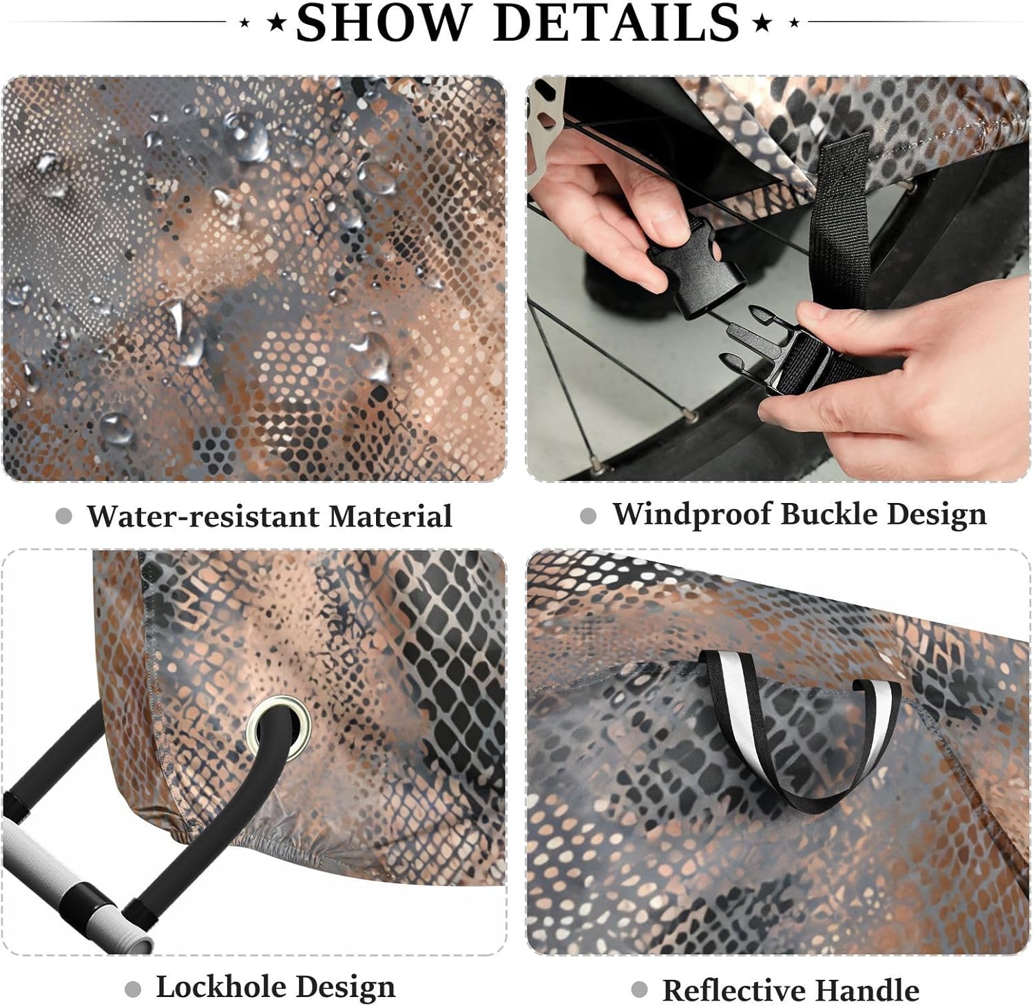 ALAZA Snake Print Bike Cover Waterproof Outdoor Ebike Bicycle Covers Tarp Protection for 1/2 Bikes, Sun UV Dust Wind Proof