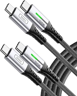 USB C to USB C Charger Cable, INIU 100W Fast Charging USB C Cable [2-Pack 2m] QC 4.0 PD 5A, Braided Phone Charger Type C Cable for iPhone 15 iPad Air MacBook Pro 2020 Samsung Huawei Switch Laptop etc.