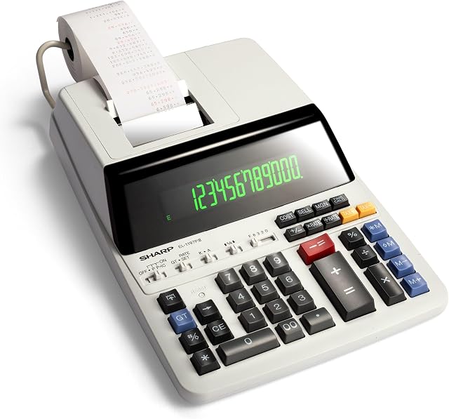 Sharp EL-1197III Calculatrice d'impression de couleur avec horloge et calendrier