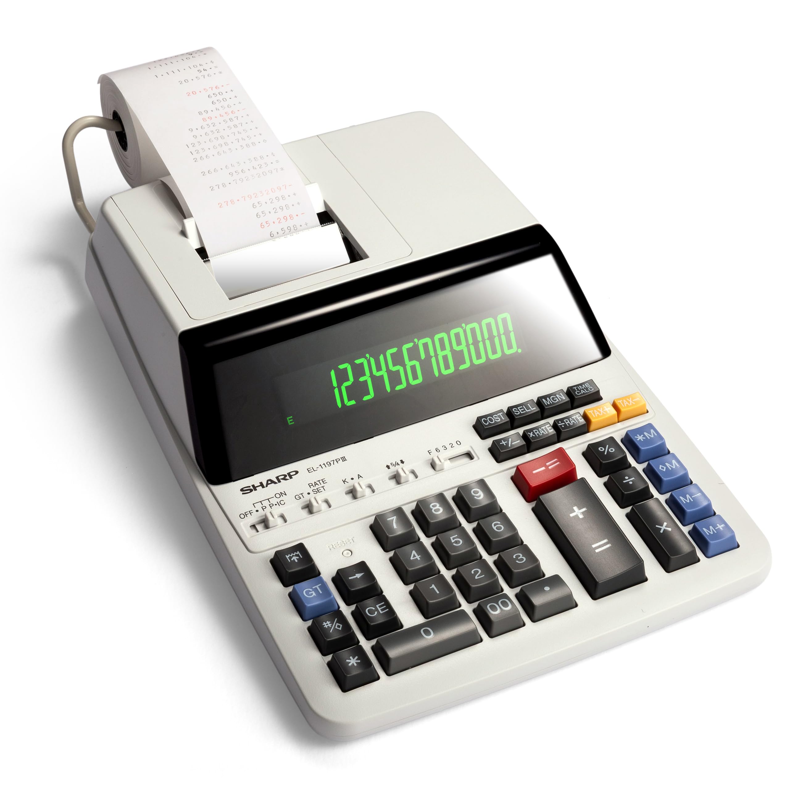 Sharp EL-1197III Heavy Duty Color Printing Calculator with Clock and Calendar