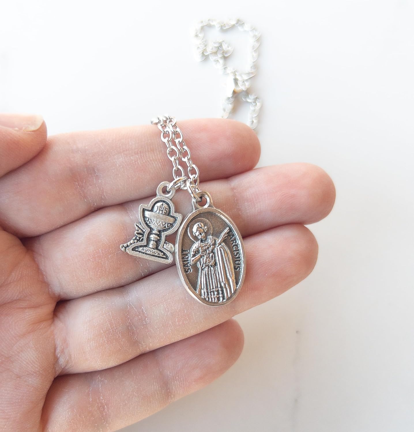 St Tarcisius Medal Necklace – Catholic Altar Server Gifts – Confirmation Jewelry for Boys or Girls