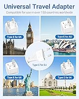 Vista 7 de BESTEK - Adaptador de viaje universal convertidor de voltaje de 100-220 V a 110 V de 250 W con carga USB de 6 A y 4 puertos, 3 tomas de CA