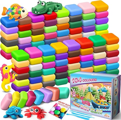 Miniatura 7 de ESSENSON Arcilla de secado al aire 124 colores, arcilla para modelar para niños, arcilla mágica de moldeo de bricolaje con herramientas, regalos 124