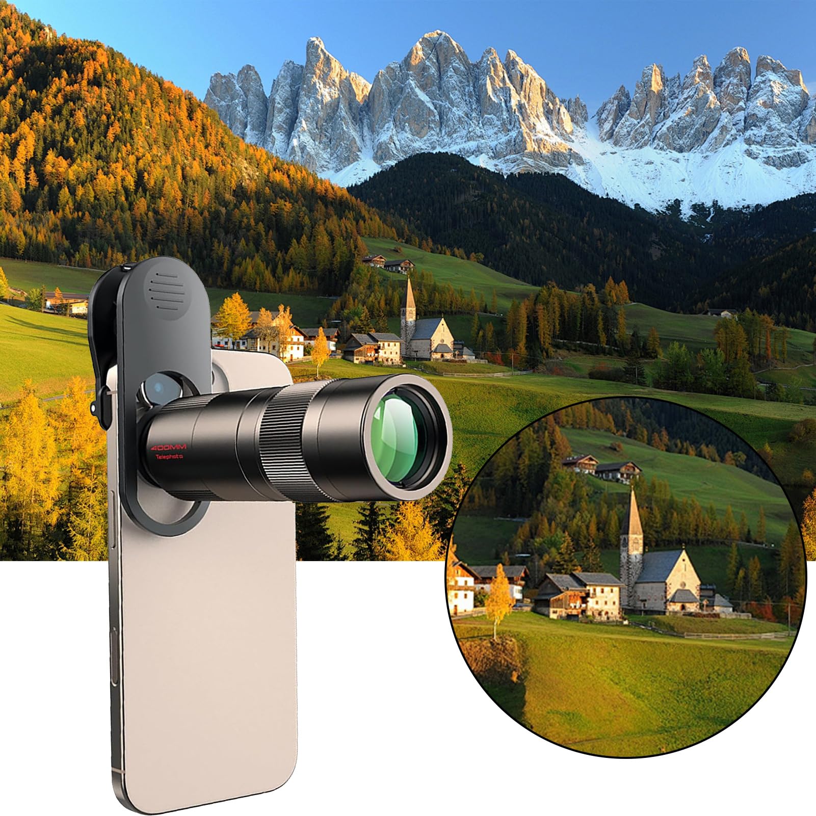 Jiawu Teleobiettivo, Kit Obiettivo Fotocamera per Telefono Stretto/panoramico da 400 Mm, Obiettivo Macro con, Adatto per la Maggior Parte della Fotografia di Smartphone