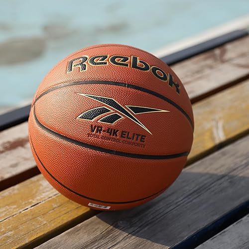 Miniatura 6 de Reebok Balón de baloncesto Elite, tamaño oficial, cuero compuesto, agarre antideslizante, retención de forma consistente, incluye bomba y aguja,