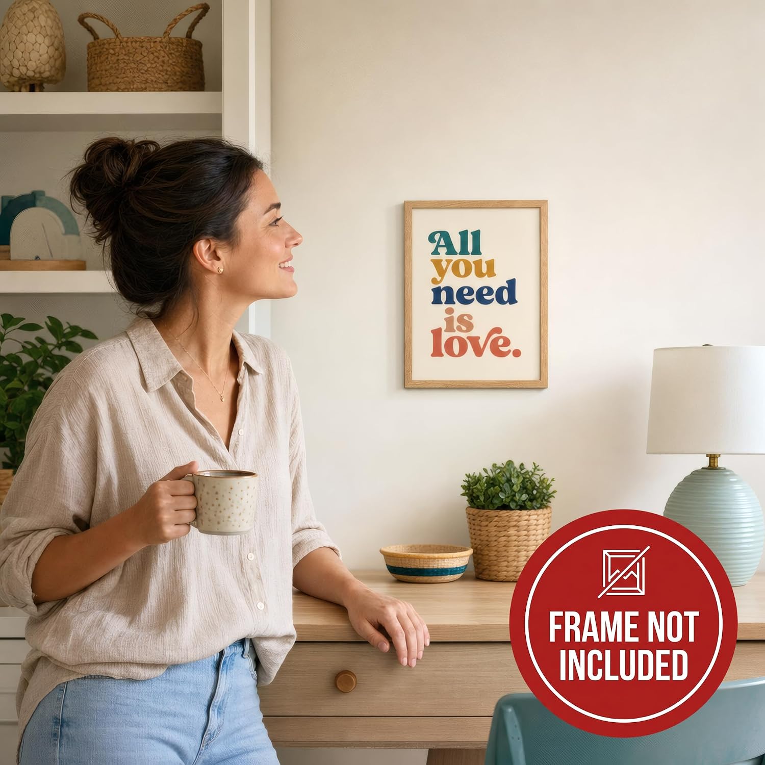 All You Need Is Love Motivational Wall Decor - Retro Canvas Art UNFRAMED