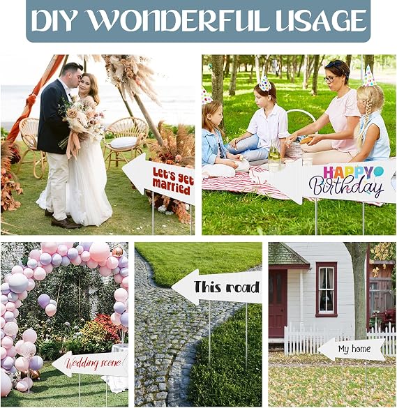 Blank Arrow Signs with Stakes, Wedding Directional Road Sign