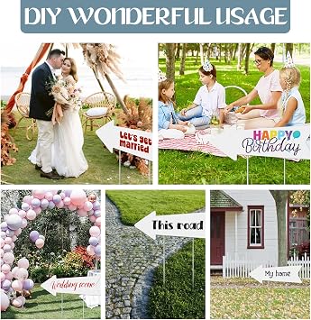 Blank Arrow Signs with Stakes, Wedding Directional Road Sign