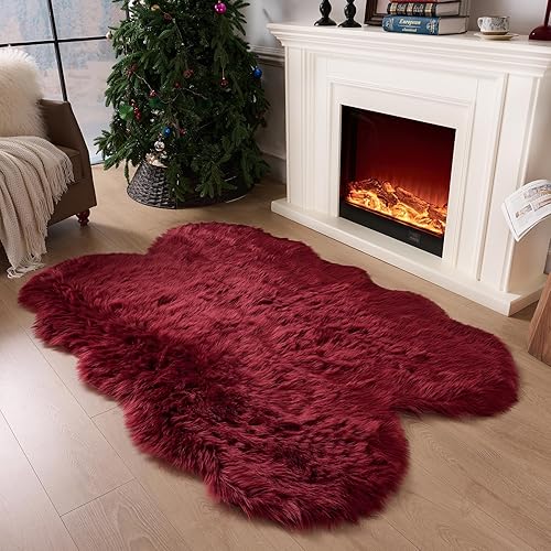 Miniatura 147 de Alfombra de piel sintética esponjosa de piel de oveja blanca, 4 x 6 pies, ultra suave, para dormitorio, mesita de noche, sala de estar, guardería