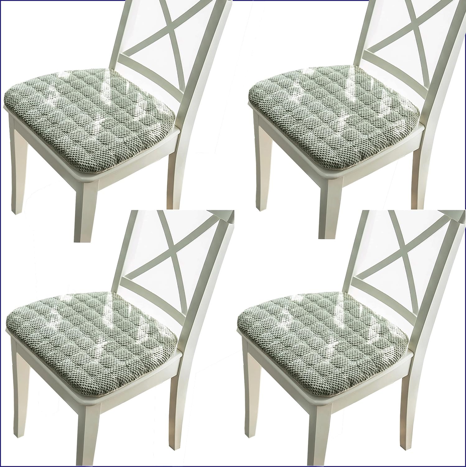 Juego De 1/2/4 Cojín para Silla de Cocina, 40x38cm/40x42cm/43x45cm con Antideslizante, cojín de Asiento Suave para Comedor,Taburete, jardín, Interior, Exterior, hogar,Coche(F8,4PCS_43X45CM)