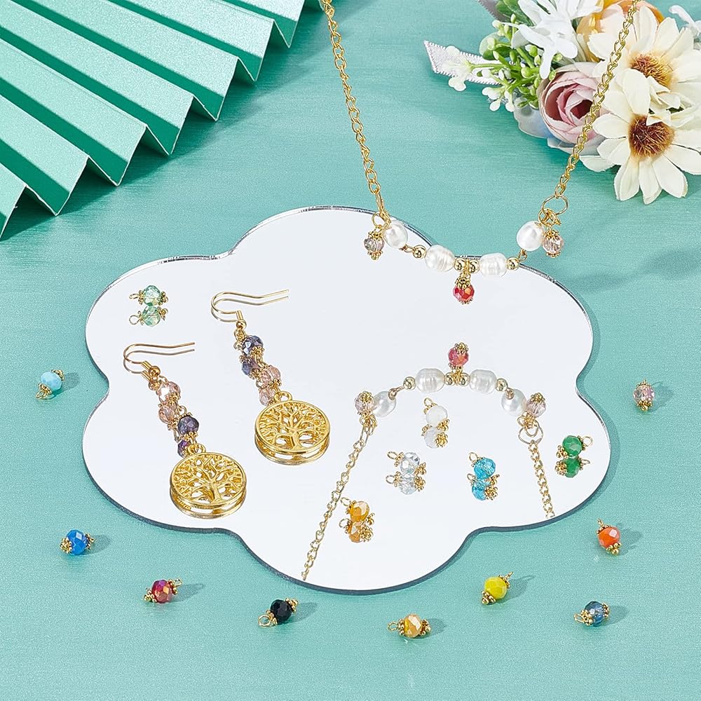 Amazon.co.jp: PandaHall 140個セット ガラスビーズ チャーム コネクタ