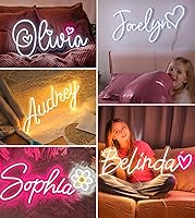 Vista 5 de Custom Neon Signs, Neon Name Sign Customizable for Wedding Backdrop or Kid Gifts, Personalized LED Name Birthday Sign for Bar Salon Beauty Business
