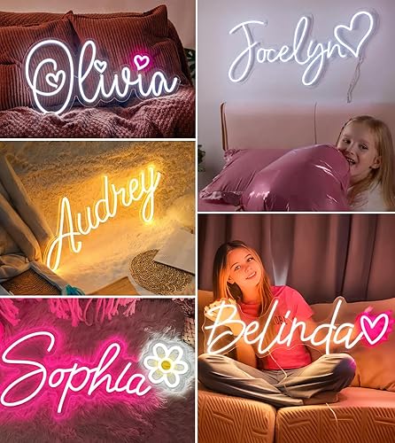 Miniatura 6 de Letreros de neón personalizados, letrero de nombre de neón personalizable para luz de boda o regalos de cumpleaños de niños, letrero LED