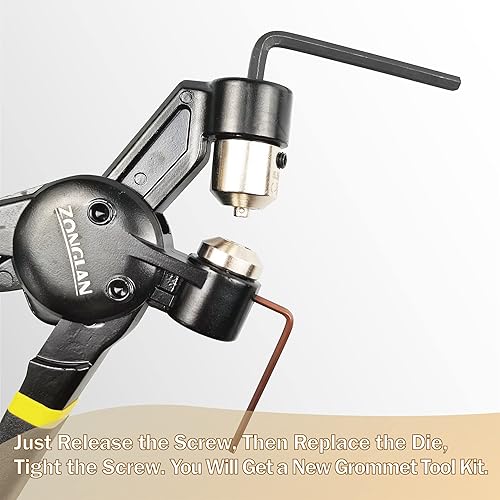 Miniatura 6 de Kit de herramientas para ojales, herramienta multiusos manual de mano, remache, prensa, alicates, 3 troqueles intercambiables con 900 juegos de