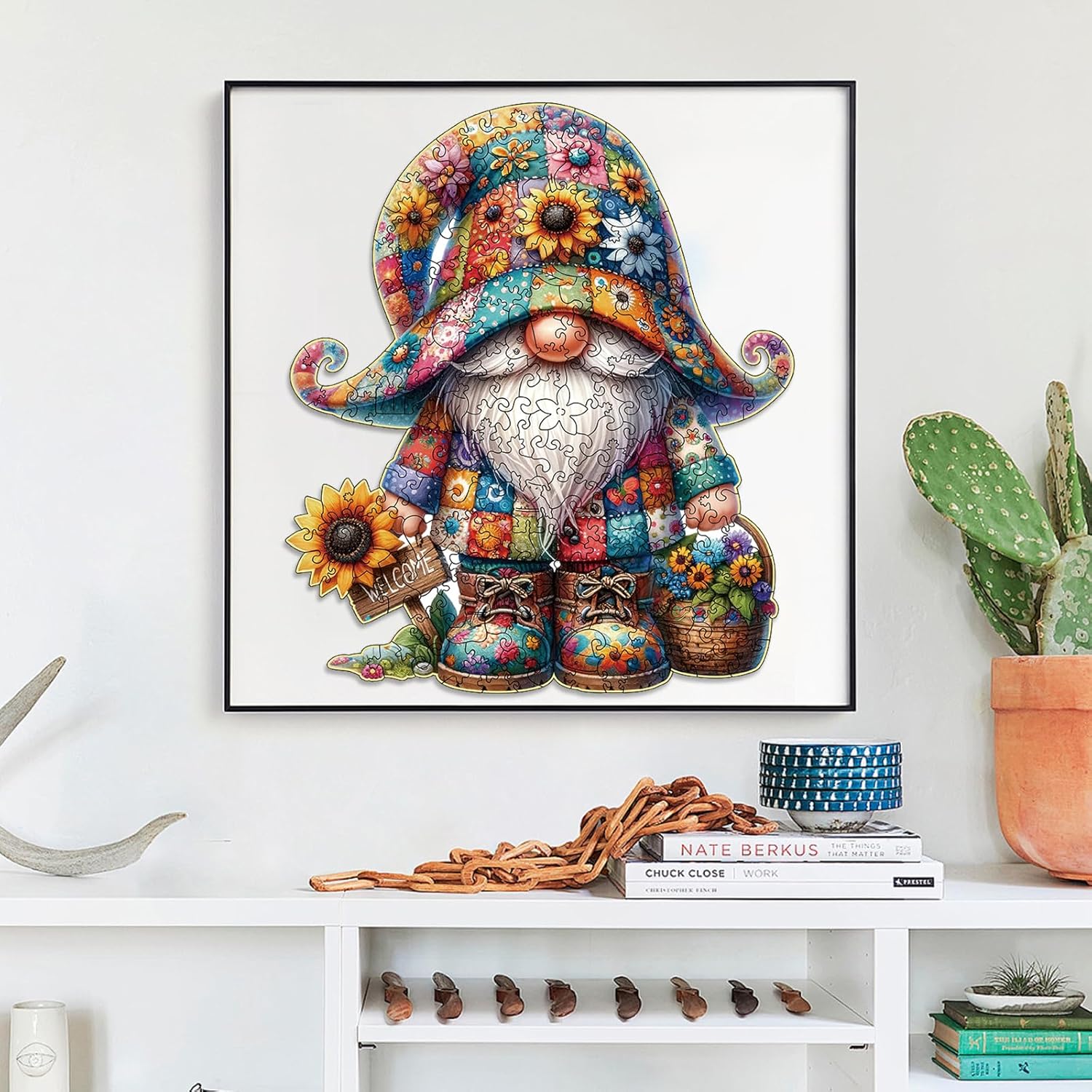 Wooden Jigsaw Puzzles, Gnome Wooden Puzzles for Adults with Unique Shape, Medium 10.3"x11.8" Wooden Puzzles with Exquisite Wooden Box Packaging