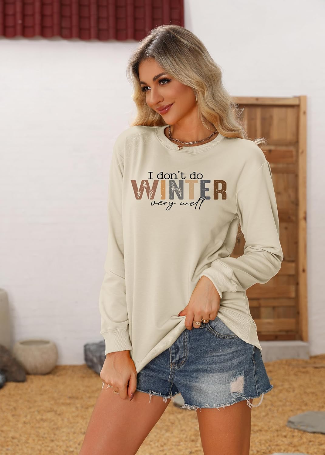 Women Funny Graphic Shirts I Don't Do Winter Very Well Sweatshirt Valentine's Day Gift Long Sleeve Winter Spring Tops - Image 8