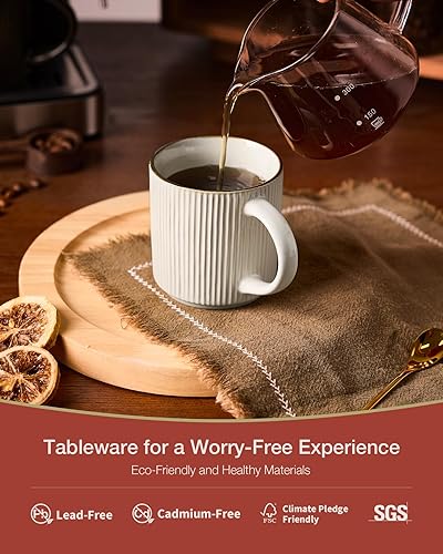 Miniatura 10 de Famiware Juego de tazas de café para 4 tazas de catering de 12 onzas con asa para café té cacao leche azul ahumado