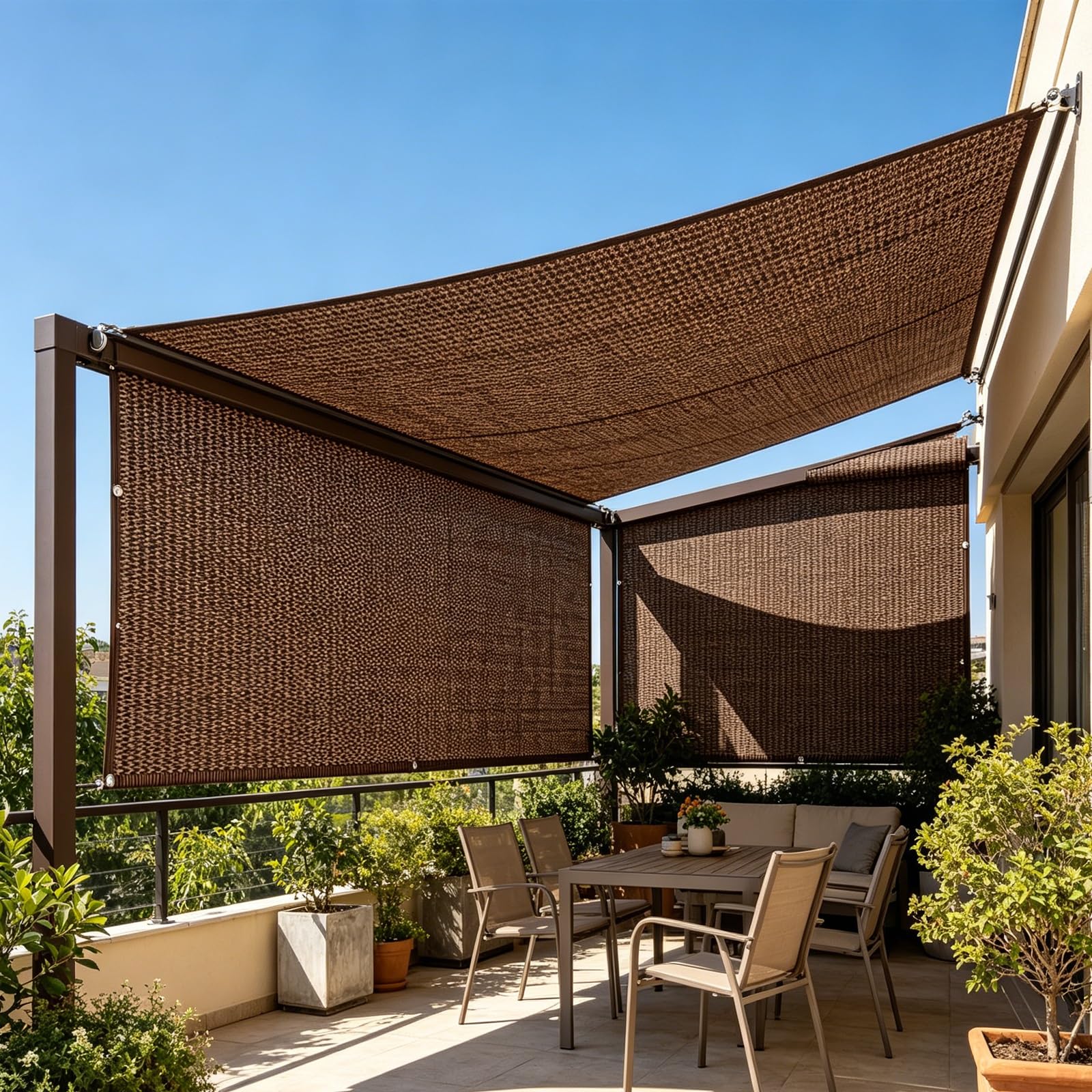 Toile d'ombrage marron haute densité 260x450 cm pare-soleil de haute qualité