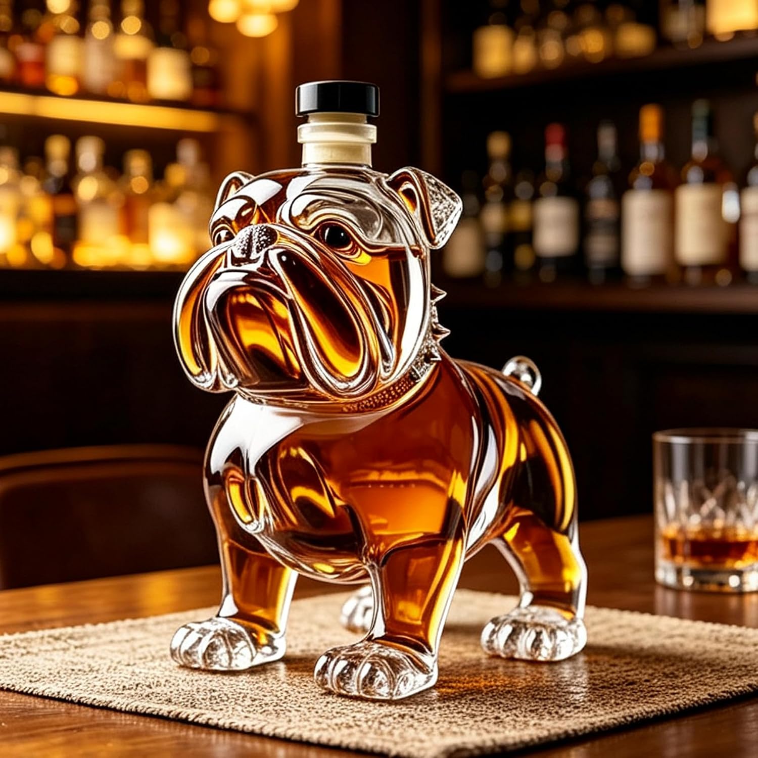 New French Bulldog Whiskey Bottle Alcohol Decanter For Bar Display, Unique Dog Shaped Whiskey Dispenser, Novelty Spirit Bottle Collectible For Kitchen Restaurant Shelf Decor