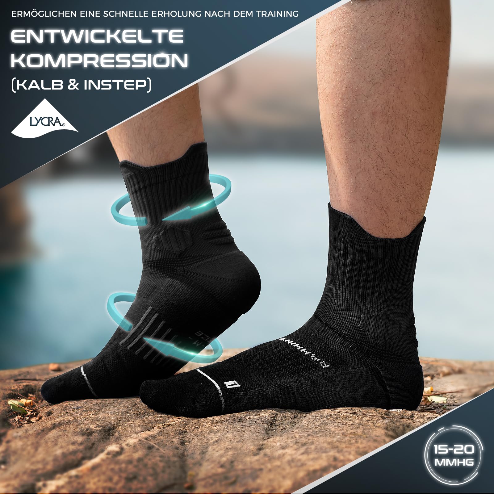 Rahhint 5 Paar Coolmax Wandersocken Sommer Quarter Anti-Blasen Atmungsaktiv Trekkingsocken Kurz Outdoor Laufsocken für Herren Damen