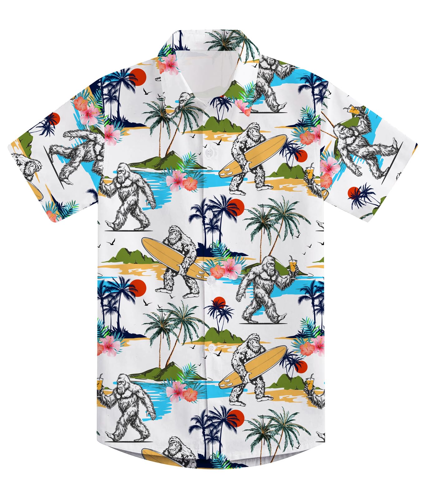 westwolf 7-14T Boys Button Down Hawaiian Shirts 3D Printed Short Sleeve Cool Top Shirt