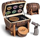 Whiskey Smoker Kit with Charred Wood Barrel (Patent Pending) – Cocktail Smoker with Torch & 6 Premium Wood Chips for Old Fashioned & Whiskey – Perfect Home Bar Gift for Men, Dad, Husband (No Butane)