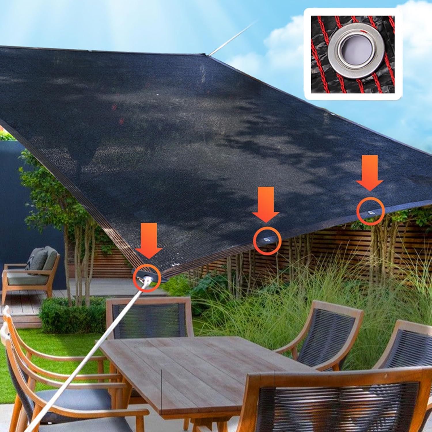 Garden Shade Cloth 4x4m, Sun Shade Net for Outdoor, Resistant Mesh Tarp with Grommets, Outdoor Sun Shades for Plant Cover, Greenhouse, Patio, Backyard, Chicken Coop, Pergola