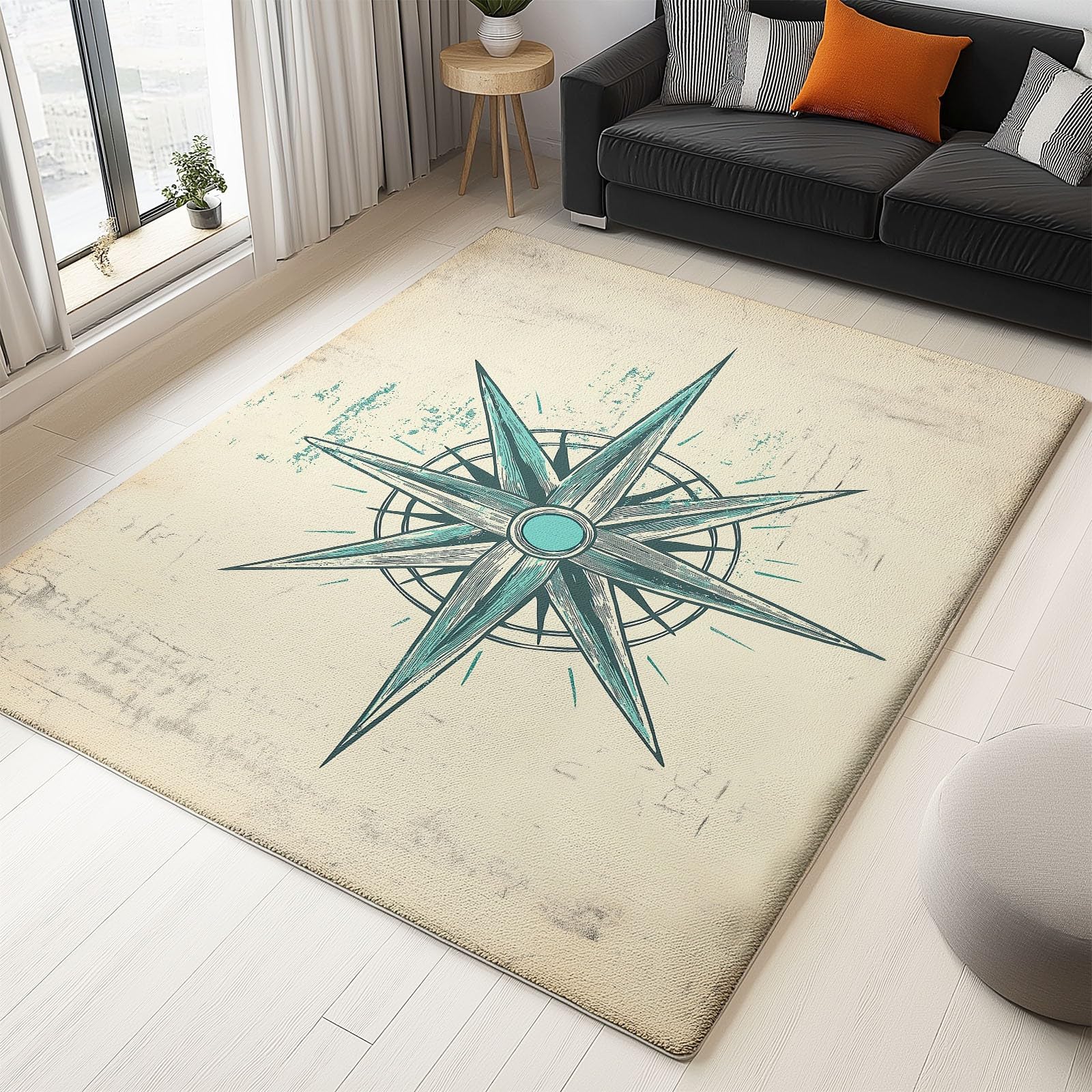Stile Retrò Tappeto lavabile in lavatrice 80x150cm, Trama Dipinta A Mano Retrò Rosa Dei Venti Antiscivolo Non perde pelucchi Tappeto, Tappeto vintage per interni per soggiorno, camera da letto
