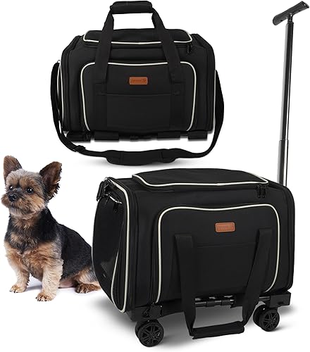 Miniatura 7 de Transportador de mascotas para viajes, perros pequeñosgatos, expandible de 15 libras máximo, aprobado por aerolíneas y espacioso, transportador de