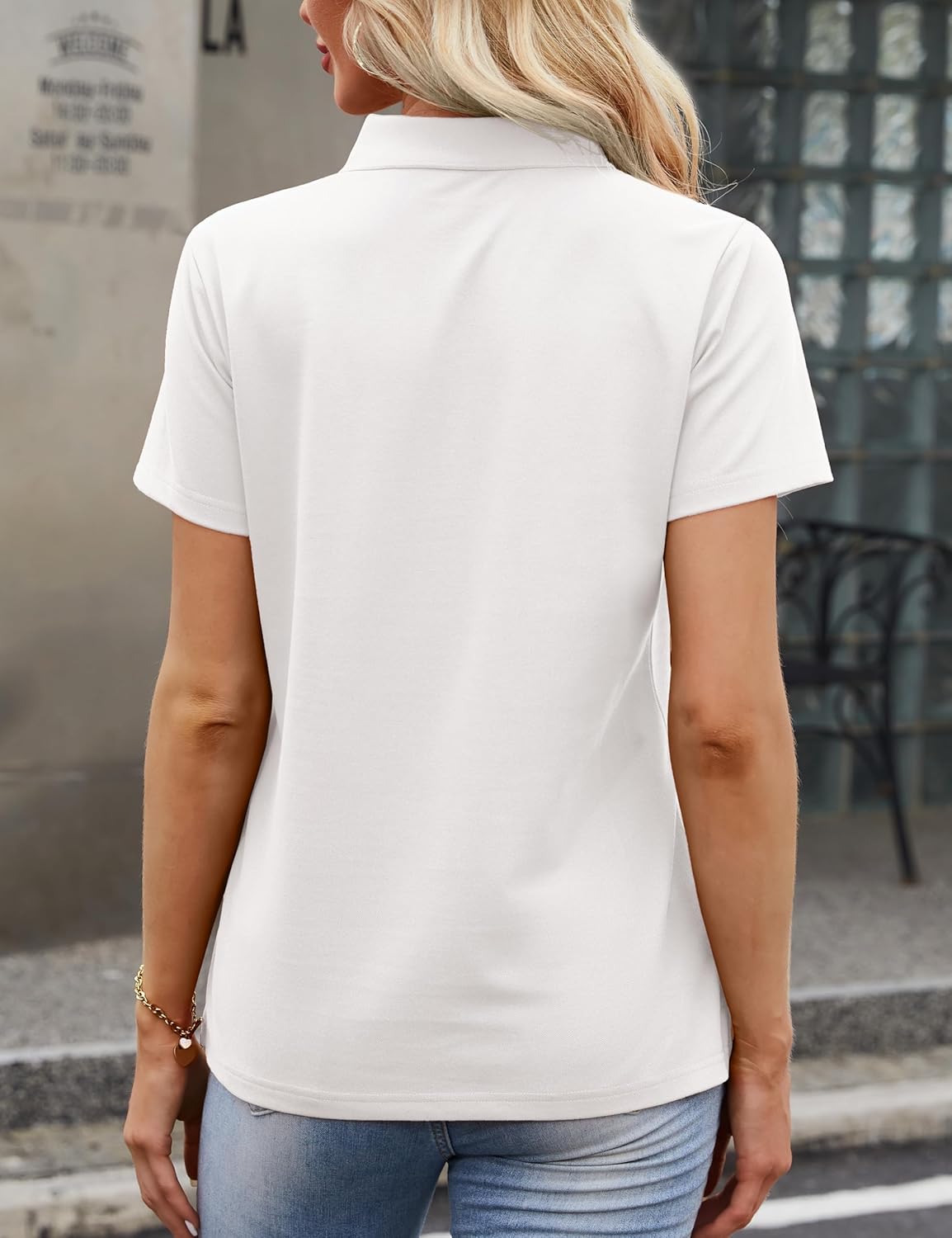 MAGCOMSEN Women's Polo Shirts Cotton 3-Button Short Sleeve Collared Tops Summer Cool Shirt Uniform Casual Shirts - Image 2